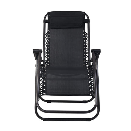 Gardeon Zero Gravity Chair Folding Outdoor Recliner Adjustable Sun Lounge Camping Black.