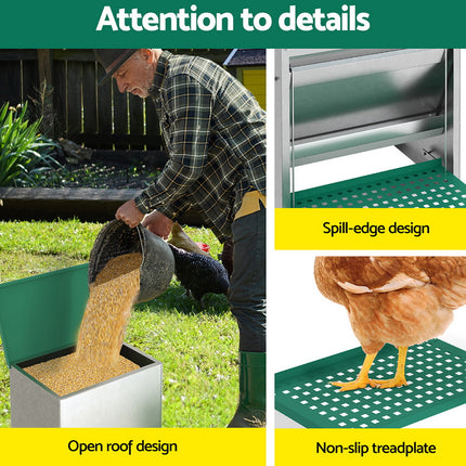 Giantz Automatic Chicken Feeder Port Coop Chick Poultry Treadle Self Opening.