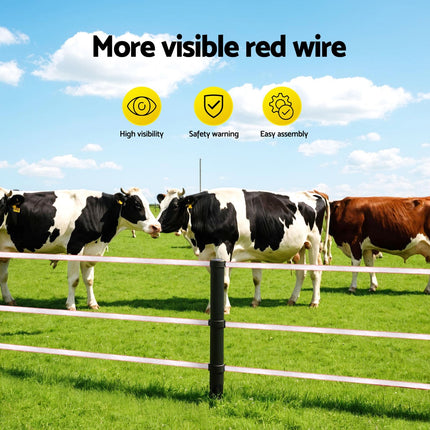 Giantz Electric Fence Tape Polytape 400M Electric Fence Wire Red White.