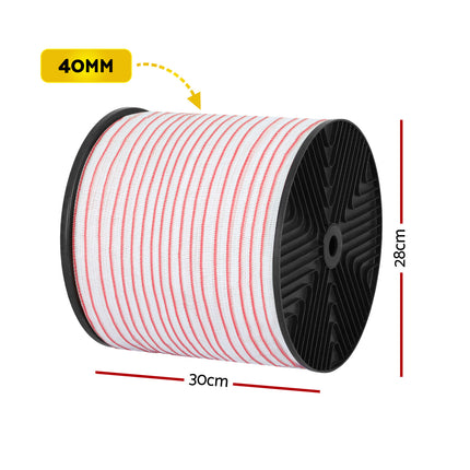 Giantz Electric Fence Tape Polytape 400M Electric Fence Wire Red White.