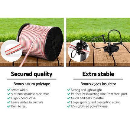 Giantz Electric Fence Poly Tape 400M Insulator.