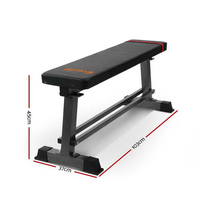 Everfit Weight Bench Flat Bench Press Home Gym Equipment 300kg Capacity.