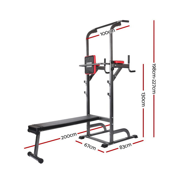 Everfit Weight Bench Chin Up Bar Bench Press Home Gym 380kg Capacity.
