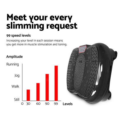 Everfit Vibration Machine Platform Vibrator Resistance Rope Home Fitness Black.