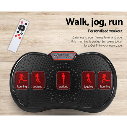 Everfit Vibration Machine Platform Vibrator Resistance Rope Home Fitness Black.