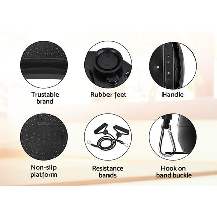 Everfit Vibration Machine Platform Vibrator Resistance Rope Home Fitness Black.