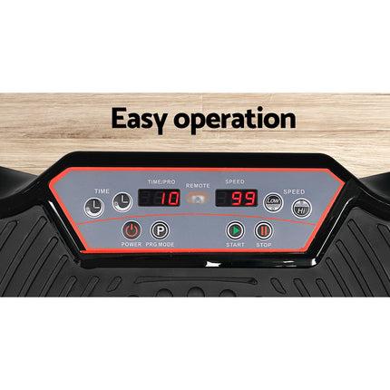 Everfit Vibration Machine Platform Vibrator Resistance Rope Home Fitness Black.