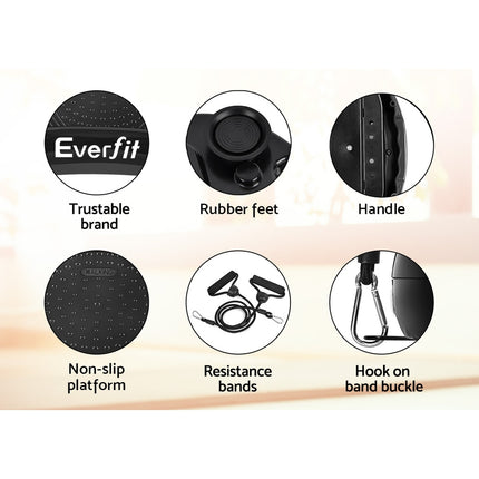 Everfit Vibration Machine Platform Vibrator Resistance Rope Home Fitness Black.