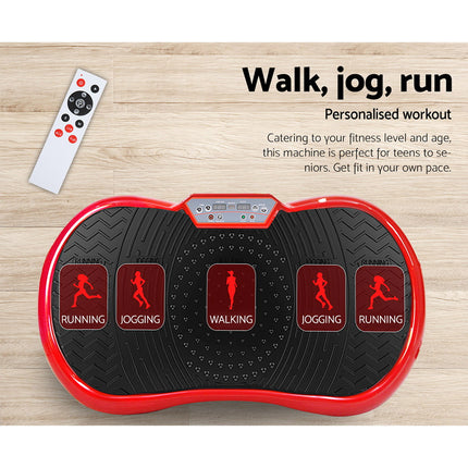 Everfit Vibration Machine Platform Vibrator Resistance Rope Home Fitness Red.