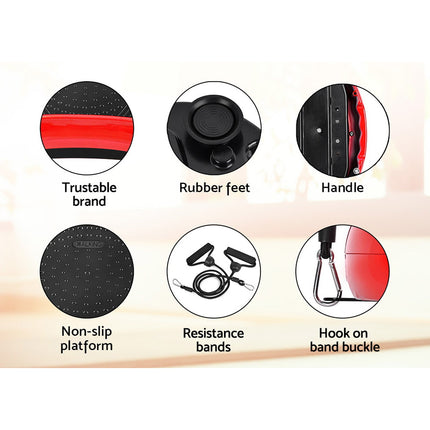 Everfit Vibration Machine Platform Vibrator Resistance Rope Home Fitness Red.