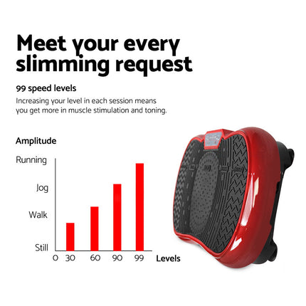 Everfit Vibration Machine Platform Resistance Rope Home Fitness Dark Red.
