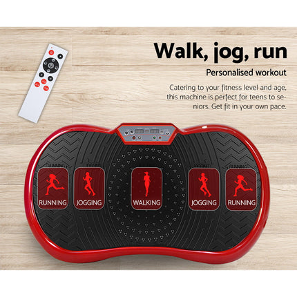Everfit Vibration Machine Platform Resistance Rope Home Fitness Dark Red.