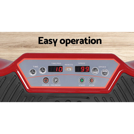 Everfit Vibration Machine Platform Resistance Rope Home Fitness Dark Red.