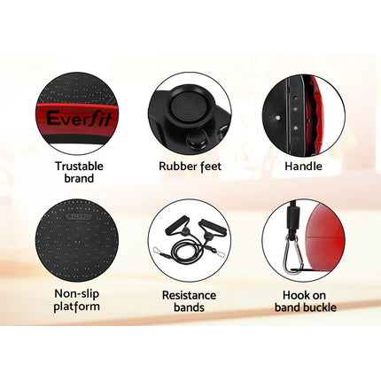 Everfit Vibration Machine Platform Resistance Rope Home Fitness Dark Red.