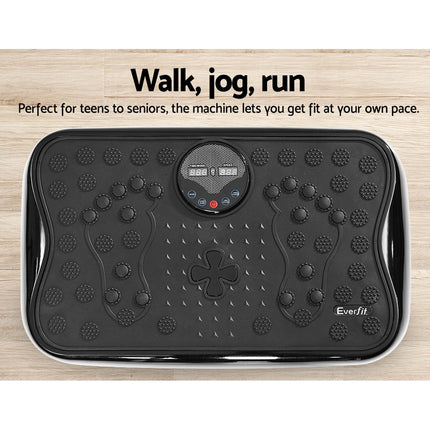 Everfit Vibration Machine Platform Vibrator With Resistance Rope Home Gym Black.