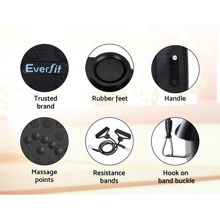 Everfit Vibration Machine Platform Vibrator With Resistance Rope Home Gym Black.