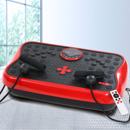 Everfit Vibration Machine Platform Vibrator with Resistance Rope Home Gym Red.