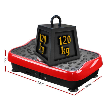 Everfit Vibration Machine Platform Vibrator with Resistance Rope Home Gym Red.