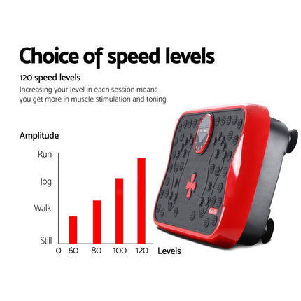 Everfit Vibration Machine Platform Vibrator with Resistance Rope Home Gym Red.