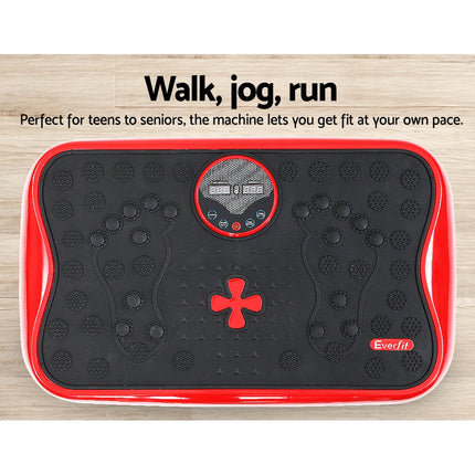 Everfit Vibration Machine Platform Vibrator with Resistance Rope Home Gym Red.
