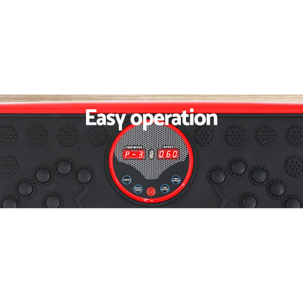 Everfit Vibration Machine Platform Vibrator with Resistance Rope Home Gym Red.