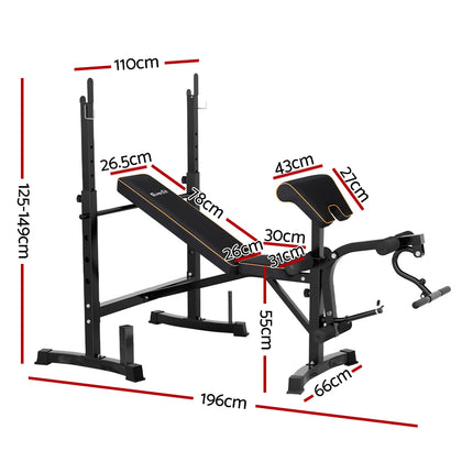 Everfit Weight Bench 10 in 1 Bench Press Home Gym Station 330kg Capacity.
