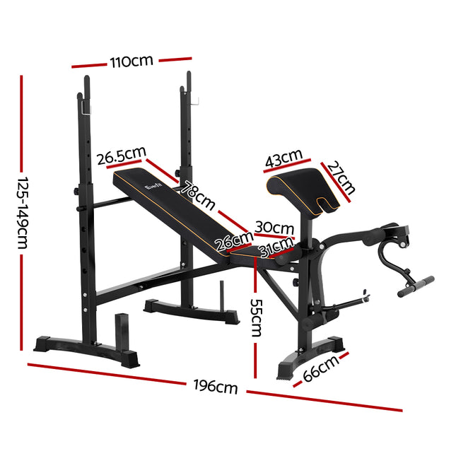 Everfit Weight Bench 10 in 1 Bench Press Home Gym Station 330kg Capacity.