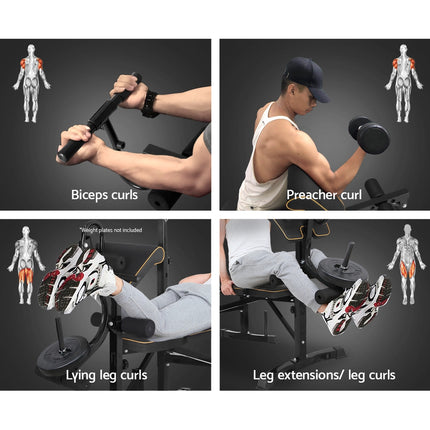 Everfit Weight Bench 10 in 1 Bench Press Home Gym Station 330kg Capacity.
