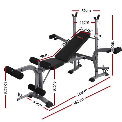 Everfit Weight Bench 8 in 1 Bench Press Adjustable Home Gym Station 200kg.
