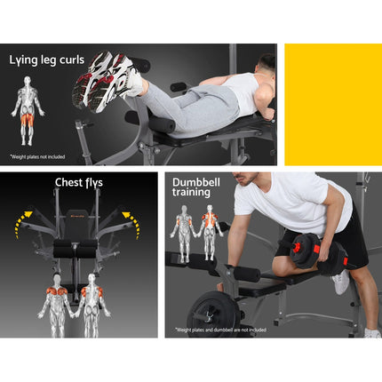 Everfit Weight Bench 8 in 1 Bench Press Adjustable Home Gym Station 200kg.