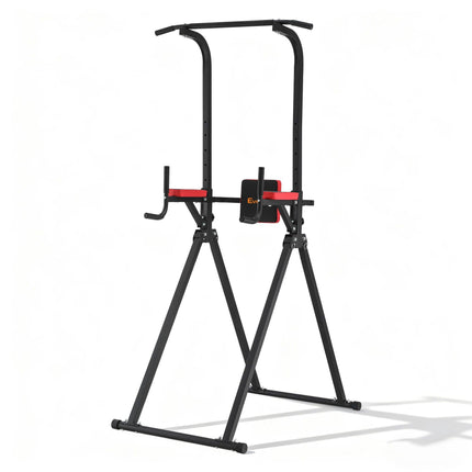 Everfit Chin Up Tower Pull Up Station Adjustable Dip Station Folding Home Gym Black.