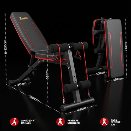 Everfit Weight Bench Adjustable FID Bench Press Home Gym 150kg Capacity.
