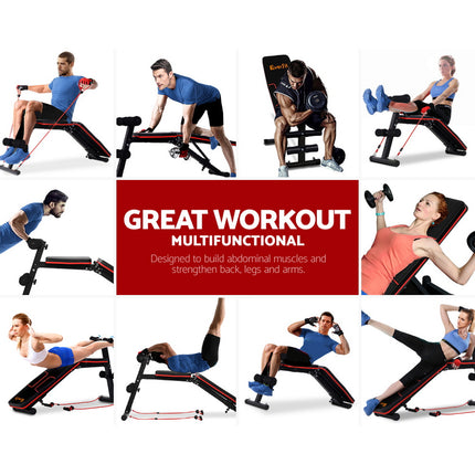Everfit Weight Bench Adjustable FID Bench Press Home Gym 150kg Capacity.