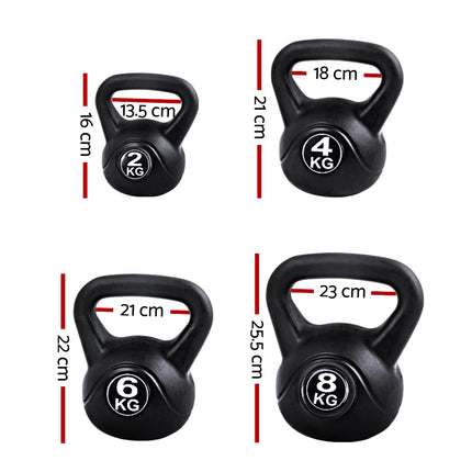 Everfit 22kg Kettlebell Set Weight Lifting Kettlebells Bench Dumbbells Gym Home.