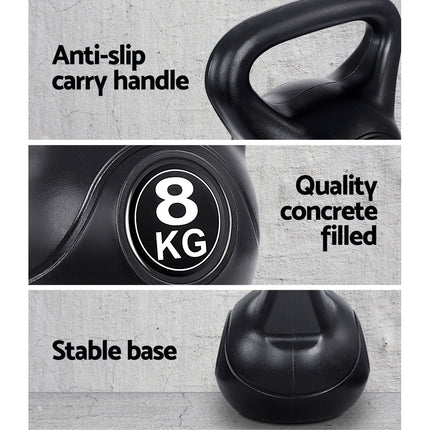 Everfit 22kg Kettlebell Set Weight Lifting Kettlebells Bench Dumbbells Gym Home.