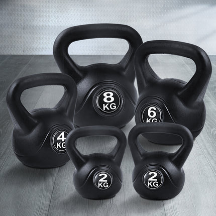 Everfit 22kg Kettlebell Set Weight Lifting Kettlebells Bench Dumbbells Gym Home.