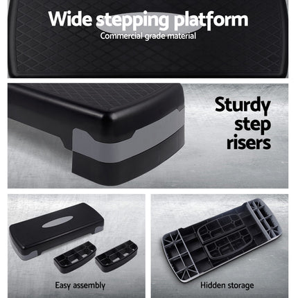 Everfit Aerobic Step Exercise Stepper Steps Home Gym Fitness Block Bench Riser.
