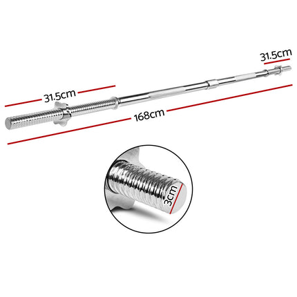 Everfit 168CM 5.5FT Barbell Bar Fitness Weight Plates Dumbbells Row.