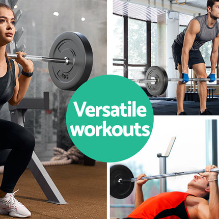 Everfit 18kg Barbell Set Weight Plates Bar Lifting Bench 168cm.