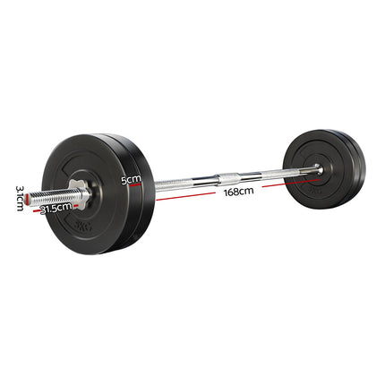 Everfit 28kg Barbell Set Weight Plates Bar Lifting Bench 168cm.