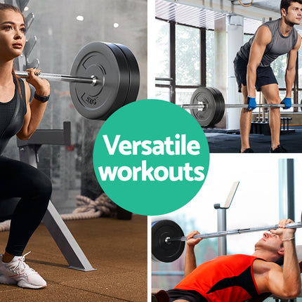 Everfit 28kg Barbell Set Weight Plates Bar Lifting Bench 168cm.