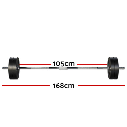 Everfit 48kg Barbell Set Weight Plates Bar Lifting Bench 168cm.