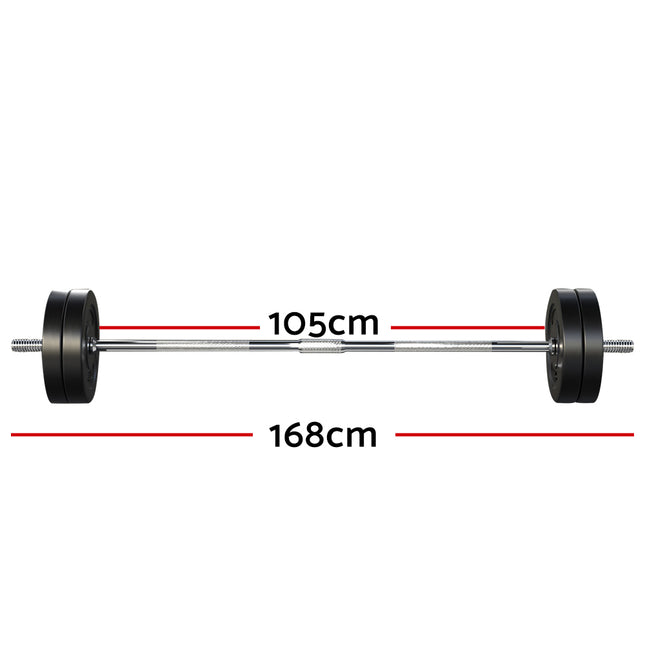 Everfit 48kg Barbell Set Weight Plates Bar Lifting Bench 168cm.