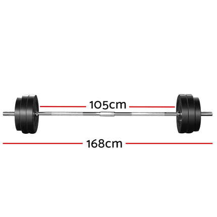 Everfit 58kg Barbell Set Weight Plates Bar Lifting Bench 168cm.
