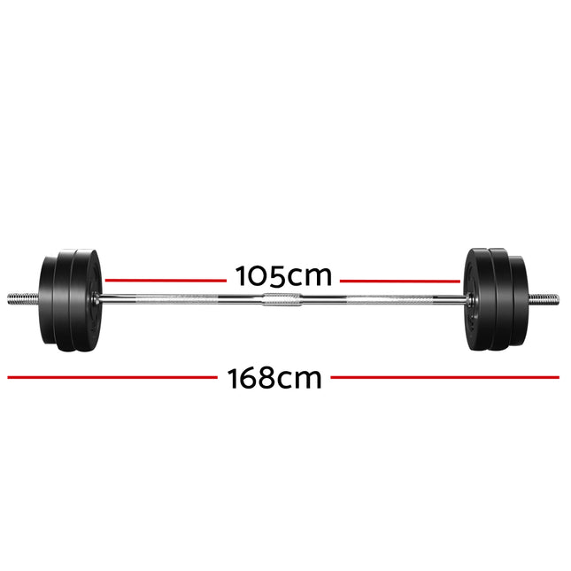Everfit 58kg Barbell Set Weight Plates Bar Lifting Bench 168cm.