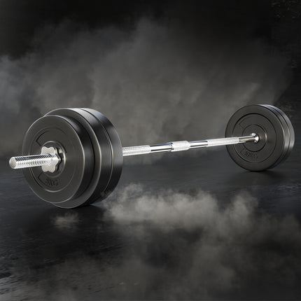 Everfit 58kg Barbell Set Weight Plates Bar Lifting Bench 168cm.