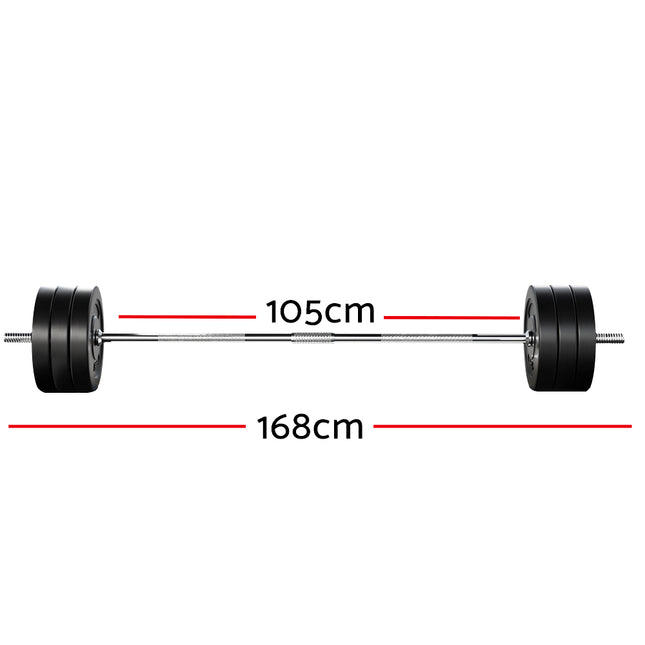 Everfit 68kg Barbell Set Weight Plates Bar Lifting Bench 168cm.