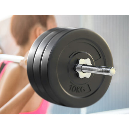 Everfit 68kg Barbell Set Weight Plates Bar Lifting Bench 168cm.