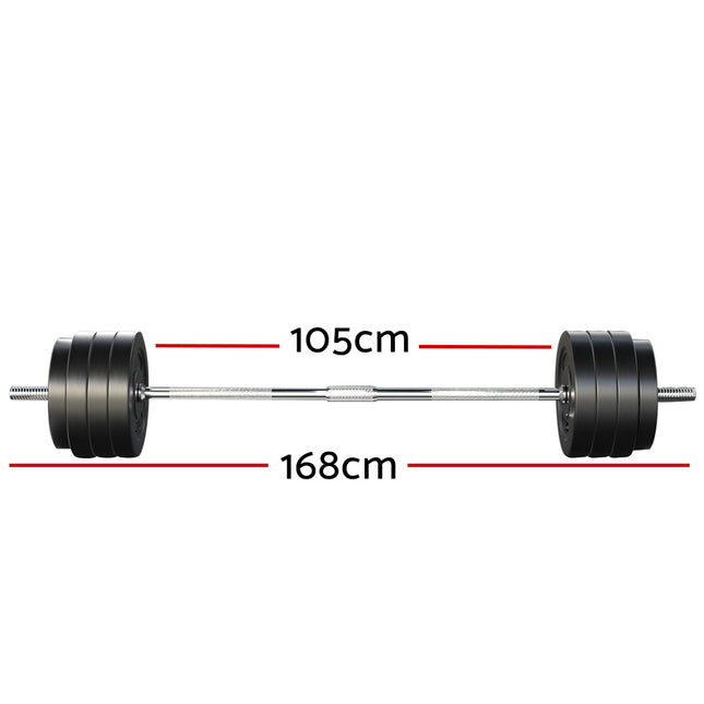 Everfit 78kg Barbell Set Weight Plates Bar Lifting Bench 168cm.