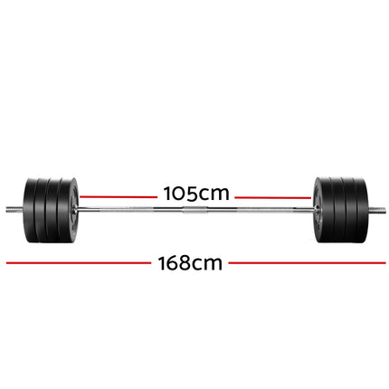 Everfit 88kg Barbell Set Weight Plates Bar Lifting Bench 168cm.